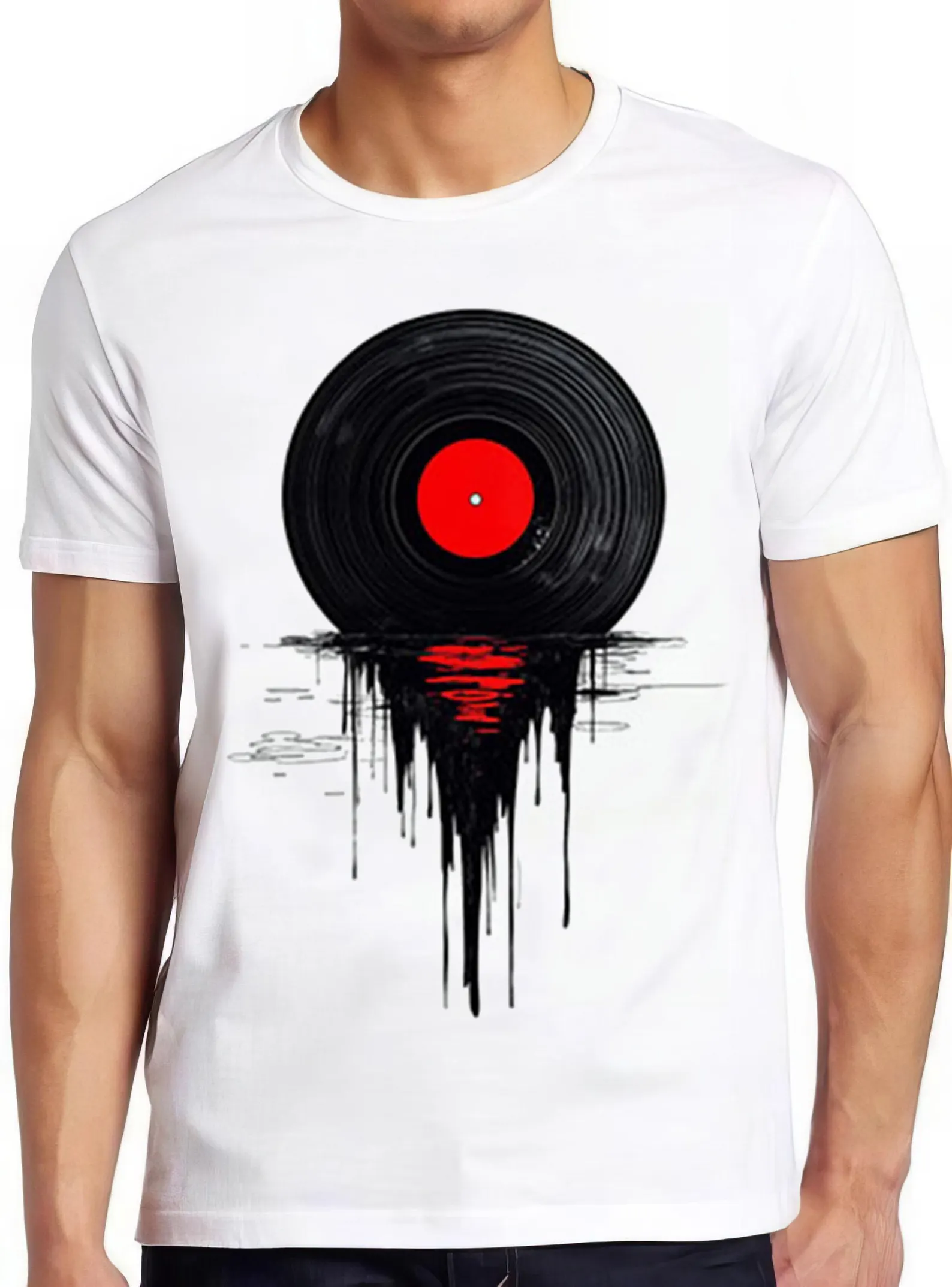 Men's Short Sleeve Graphic T-Shirt – Melting Vinyl Record Print