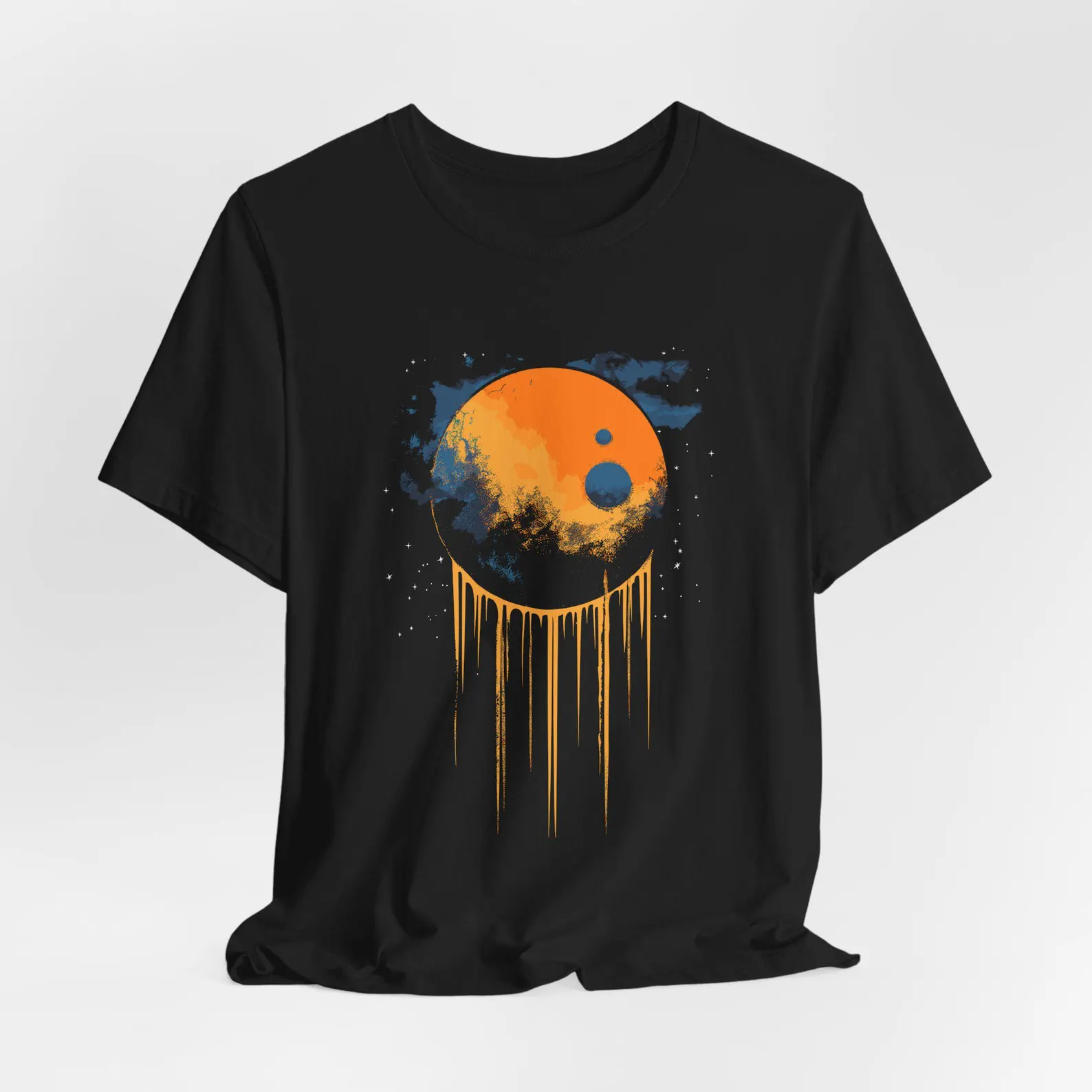 Unisex Graphic T-Shirt – Dripping Planet Space Print, Short Sleeve
